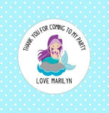 Mermaid Party Stickers Custom Personalized Thanks For Coming To My Party Stickers Goodie Bag Gift Party Box Stickers - anniscrafts