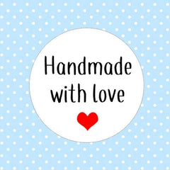Handmade With Love Stickers Small Business Stickers Round Heart Made With Love Packaging Gift Wrapping Present Stickers AC36
