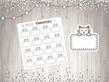 Blank Cat Holding Sign Board Planner Stickers Functional Kawaii Kitty Planner Stickers Empty Holding Stickers Happy Planner Cat Stickers - anniscrafts