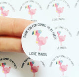 Flamingo Theme Birthday Stickers Custom Name Goodie Bag Thank You For Coming To My Party Stickers - anniscrafts