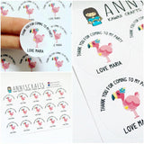 Flamingo Theme Birthday Stickers Custom Name Goodie Bag Thank You For Coming To My Party Stickers - anniscrafts