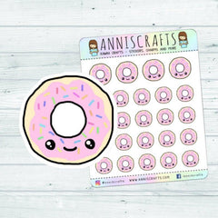 Doughnut Planner Stickers, Cute Food Stickers, Food Planner Stickers, Bakery Doughnut Stickers, Kawaii Planner Stickers, Happy Planner