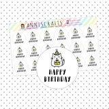 Kawaii Cat Happy Birthday Stickers Goodie Bag Birthday Present Stickers - anniscrafts