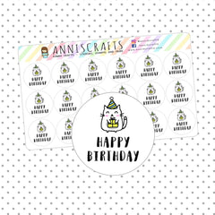 Kawaii Cat Happy Birthday Stickers Goodie Bag Birthday Present Stickers