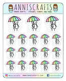 Rainy Day Umbrella Stickman Chibi Planner Stickers, Raining Stickers, Umbrella Stickers, Stickman Stickers, Kawaii Stickers, Happy Planner - anniscrafts