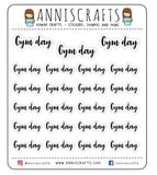 Gym Day Planner Stickers, Happy Planner Stickers, Gym Day Text Stickers, Gym Day Script Text Sticker, Workout Gym Day Stickers, Gym Stickers - anniscrafts