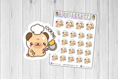 Pug Cooking Planner Stickers Cute Kawaii Animal Dog Planner Stickers Erin Condren Kikki K Filofax Big Mini Chores Planner Stickers