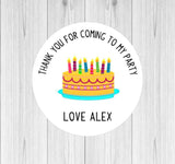 Birthday Cake Thank You For Coming To My Party Stickers Birthday Cake Party Gift Goodie Bag Stickers - anniscrafts