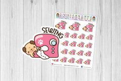 Pug Sewing Planner Stickers Cute Sewing Machine Stickers Kawaii Happy Planner Stickers Erin Condren Kikki K Filofax Planner Stickers