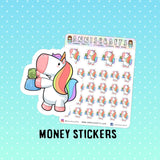 Rainbow Unicorn Money Pay Day Pay Bills Planner Stickers Happy Planner Filofax Erin Condren Kawaii Cute Money Purse Pay Day Stickers - anniscrafts