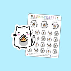 Moochie The Cat Pizza Planner Stickers Kawaii Cat Planner Stickers Happy Planner Cat Stickers Pizza Stickers UK Seller