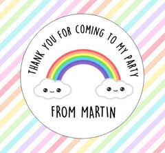 Rainbow Thank You For Coming To My Party Stickers Party Bag Stickers Kawaii Birthday Stickers Rainbow Stickers Goodie Bag Party Stickers