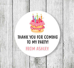 Custom Doughnut Cake Birthday Party Stickers Thank You For Coming To My Party Favor Stickers Goodie Bag Stickers Packaging Party Bag Stickers