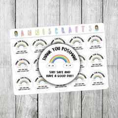 Thank You Postman Stickers Stay Safe Stickers Key Workers Business Stationery Packaging Stickers Postie Rainbow Stickers