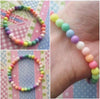 Kawaii Rainbow Bracelet Pastel Beaded Elastic Stretchy Bracelet Cute Gift For Her Crafts UK United Kingdom - anniscrafts