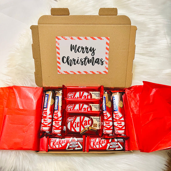Christmas KitKat Box Mini Gift Hamper Merry Christmas Gift Box Letterbox Hamper Gift For Her Gift For Him Chocolate Gift Box - anniscrafts