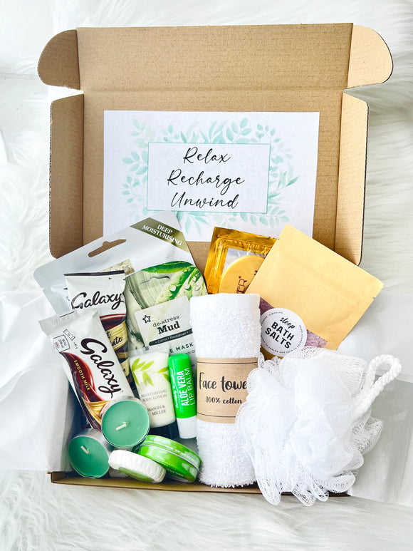 Spa Box Relax Recharge Unwind Spa Pamper Box Relaxation Gift Box Gift Set For Her Box