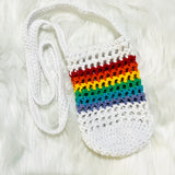 Crochet Rainbow Bottle Holder Cotton Reusable Drink Holder For Walking Gym Beach Day Easy Carry Water Bottle Bag Holder