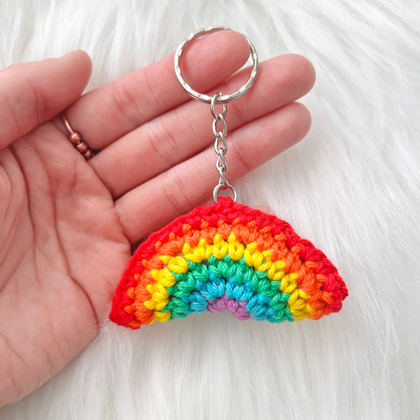 Crochet Rainbow Keychain Charm Colorful Keychain Handbag Backpack LGTB Keychain Rainbow Charm - anniscrafts