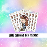 Ellie Cleaning Day Planner Stickers Brush Chores Housework Functional Planner Stickers Character Chibi Stickers Kawaii Erin Condren Stickers - anniscrafts