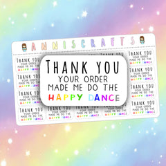 Happy Dance Stickers Your Order Made Me Do The Happy Dance Stickers Packaging Envelope Etsy Stickers Seller Stickers UK Rainbow Stickers