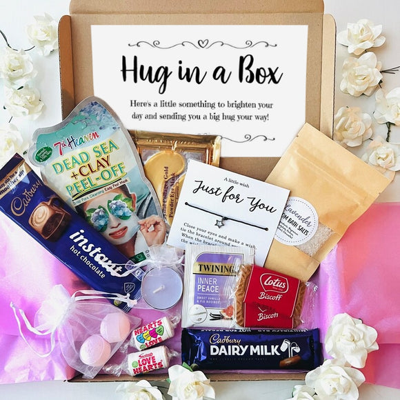 Hug In A Box Gift Just For You Relaxation Box Gift For Her Letterbox Gift Box Hamper Care Package Hug In A Box Pick Me Up Spa Pamper Box