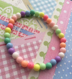 Kawaii Rainbow Bracelet Pastel Beaded Elastic Stretchy Bracelet Cute Gift For Her Crafts UK United Kingdom - anniscrafts