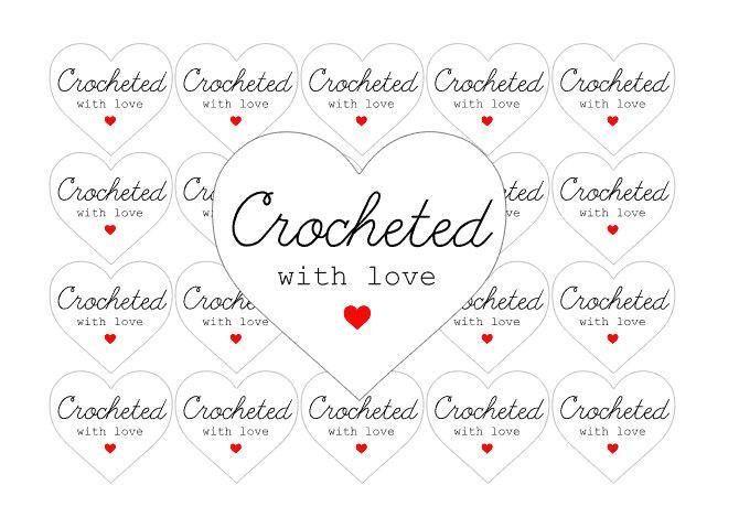 35 Crocheted With Love Heart Shaped Stickers Labels Packaging Cute Kawaii Crochet Matte Stickers United Kingdom anniscrafts