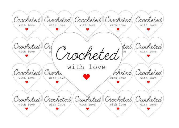 35 Crocheted With Love Heart Shaped Stickers Labels Packaging Cute Kawaii Crochet Matte Stickers United Kingdom anniscrafts - anniscrafts