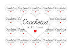 35 Crocheted With Love Heart Shaped Stickers Labels Packaging Cute Kawaii Crochet Matte Stickers United Kingdom anniscrafts