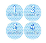 MONTHLY 12 Months Baby Boy Blue Polka Dots Stickers Milestone Stickers Age Clothes Newborn Stickers UK Matte - anniscrafts