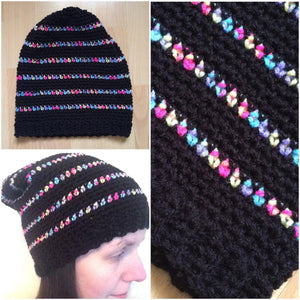 Crochet Rainbow Striped Slouchy Hat Warm Cozy Gift For Her Present Hat Fun Colors Hat - anniscrafts