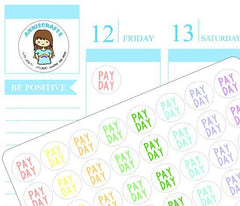 56 Kawaii Pay Day Stickers Planner Small Rainbow Cute Handmade Stickers Erin Condren Kikki K Filofax AC41