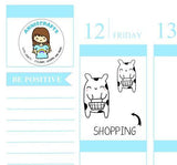 SHOPPING Moomiko Planner Stickers Grocery Food Shopping Stickers Kawaii Cow Hamster Animal Erin Condren Stickers Cute UK - anniscrafts