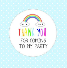 Rainbow Thank You For Coming To My Birthday Stickers Party Bag Stickers Birthday Party Stickers Party Packaging Kawaii Goodie Bag Stickers