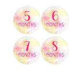 MONTHLY 12 Months Baby Girl Pink Watercolor Round Stickers Milestone Jumpsuit Twelve Month Stickers Newborn Baby Number Stickers UK Stick ON - anniscrafts