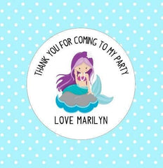 Mermaid Party Stickers Custom Personalized Thanks For Coming To My Party Stickers Goodie Bag Gift Party Box Stickers