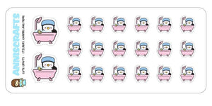 Bath Penguin Planner Stickers Wash Bath Time Water Planner Stickers Cute Kawaii Stickers Erin Condren Filofax Stickers - anniscrafts