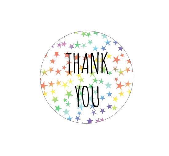 Rainbow Star Confetti Thank You Stickers Packaging Stickers Wedding Favor Stickers Envelope Seals Colorful Stickers - anniscrafts