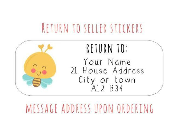 40x Return To Sender Seller Stickers Personalised Custom Rectangle Bee Stickers Kawaii Cute Return To Stickers Order Packaging Stickers - anniscrafts