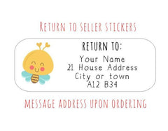 40x Return To Sender Seller Stickers Personalised Custom Rectangle Bee Stickers Kawaii Cute Return To Stickers Order Packaging Stickers