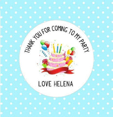 Birthday Cake Party Stickers Thank You For Coming To My Party Stickers Goodie Bag Gift Present Seal Stickers
