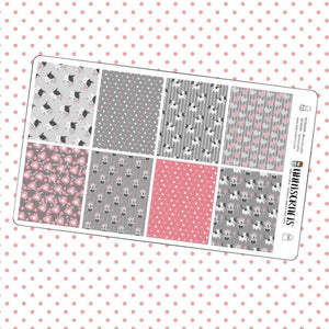 Grey Cat Planner Stickers Full Box Weekly Vertical Planner Cat Stickers Grey Red Heart Polka Dots Decorative Kawaii Cute Planner Stickers - anniscrafts