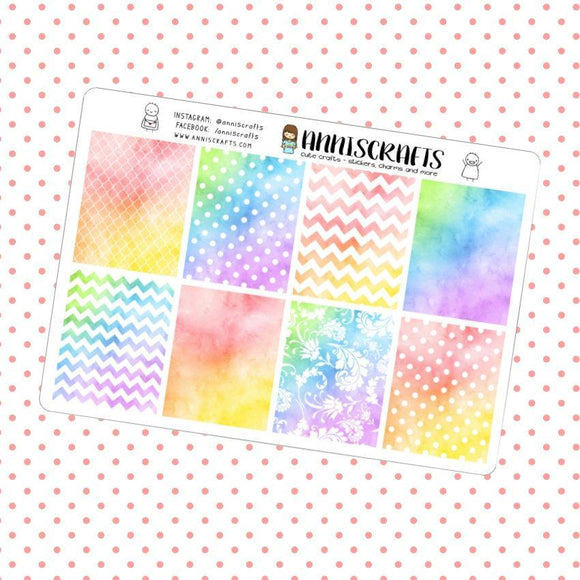 Bright Summer Color Patterned Full Box Planner Stickers Erin Condren Watercolor Box Stickers UK Seller Polka Dot Stripe Stickers - anniscrafts