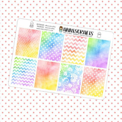 Bright Summer Color Patterned Full Box Planner Stickers Erin Condren Watercolor Box Stickers UK Seller Polka Dot Stripe Stickers