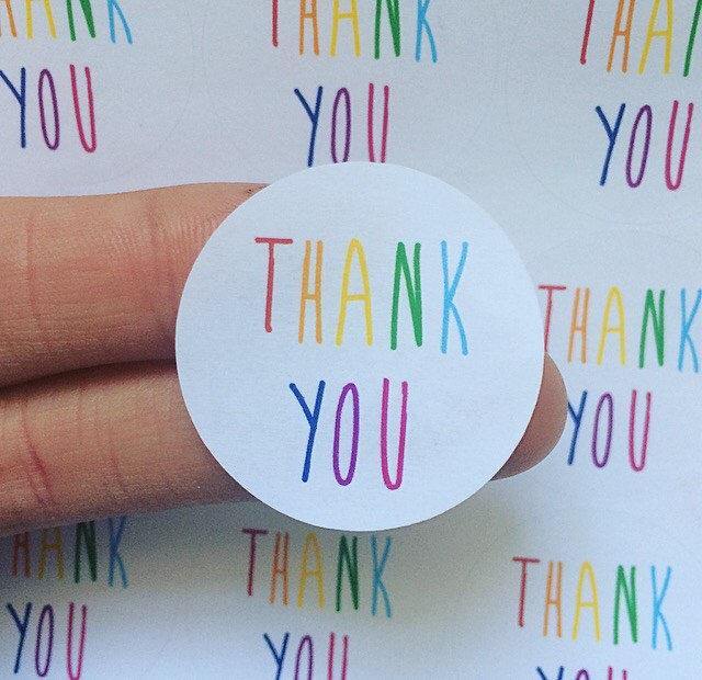 30 Rainbow Thank You Stickers Business Packaging Mailing Order Wedding Party Parcel Envelope Seals Stickers UK Seller