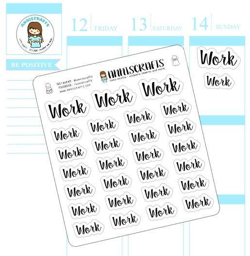 27 Script Work Planner Stickers Handwritten Font Stickers Planner Stickers Erin Condren Text Happy Planner Stickers