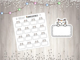 Blank Cat Holding Sign Board Planner Stickers Functional Kawaii Kitty Planner Stickers Empty Holding Stickers Happy Planner Cat Stickers - anniscrafts