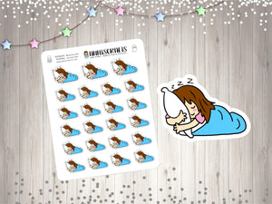Sleeping Chibi Planner Stickers Bed Time Planner Stickers Happy Planner Kawaii Cute Chibi Stickers Sleep Stickers UK Seller - anniscrafts
