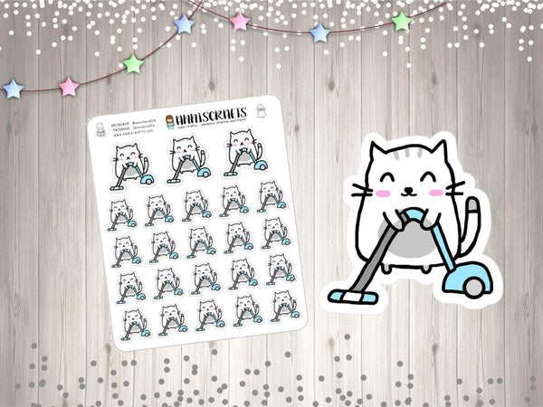 Moochie The Cat Hoover Planner Stickers Vacuum Planner Stickers Hoover Vacuum Stickers Happy Planner Chores Stickers Chores Cat Stickers - anniscrafts